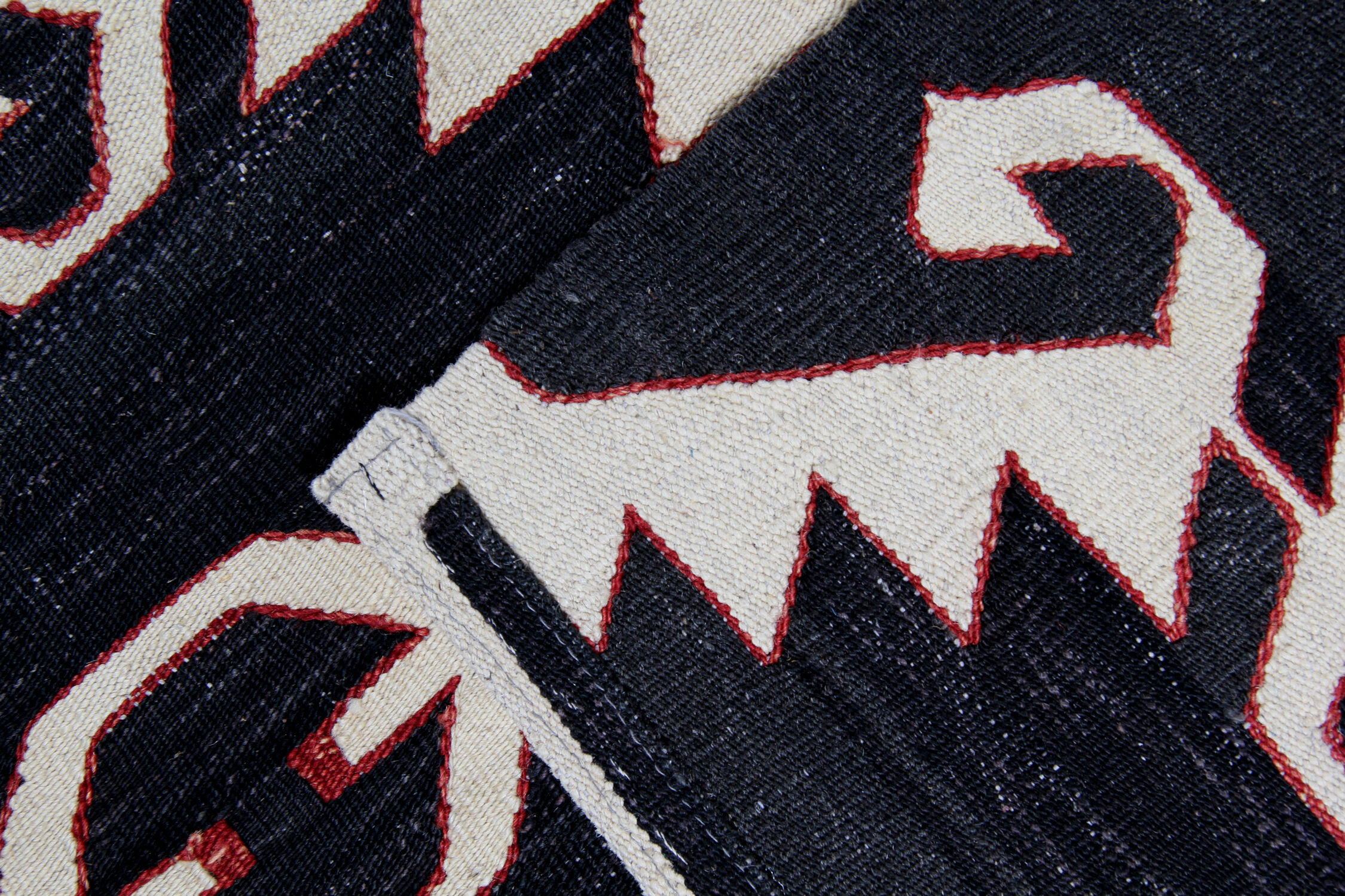 Black and cream kilim rug afghan wool rug 183x229cm