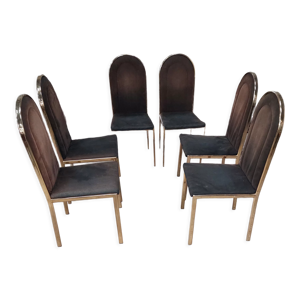 Lot de 6 chaises en laiton doré