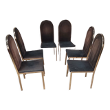 Set of 6 gilded brass chairs from the 1950s