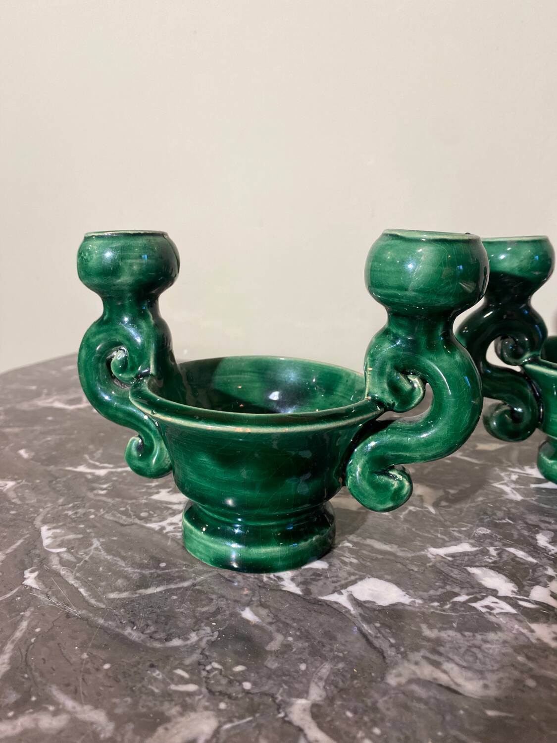 Pair of ceramic candlesticks