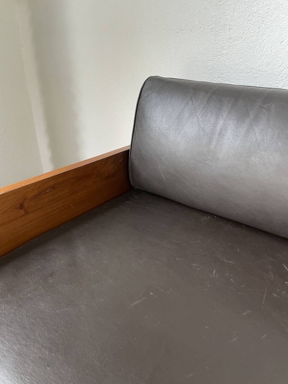 Modernist armchair in exotic wood and leather