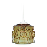 Vintage glass pendant light Vitrika, mid-century amber pendant.