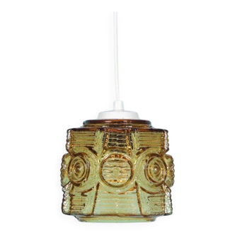 Vintage glass pendant light Vitrika, mid-century amber pendant.