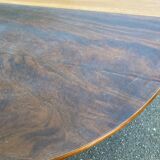 Extendable round dining table with central leg, renovated in raw wood, 20th century