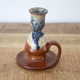 Ceramic Candlestick Holder, Vintage Studio Pottery, Drip Glaze Candleholder