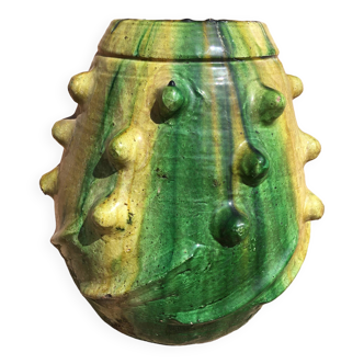 Tamegroute pottery enameled cover pot