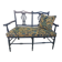 Pretty painted and upholstered bench in green and blue.