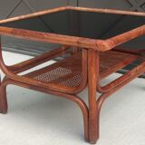 Vintage coffee table bamboo and rattan