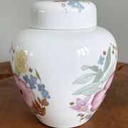 Wedgwood "Meadow Sweet" Ginger Jar, Decorative Storage Pot, Bone China with Pink and Blue Flowers