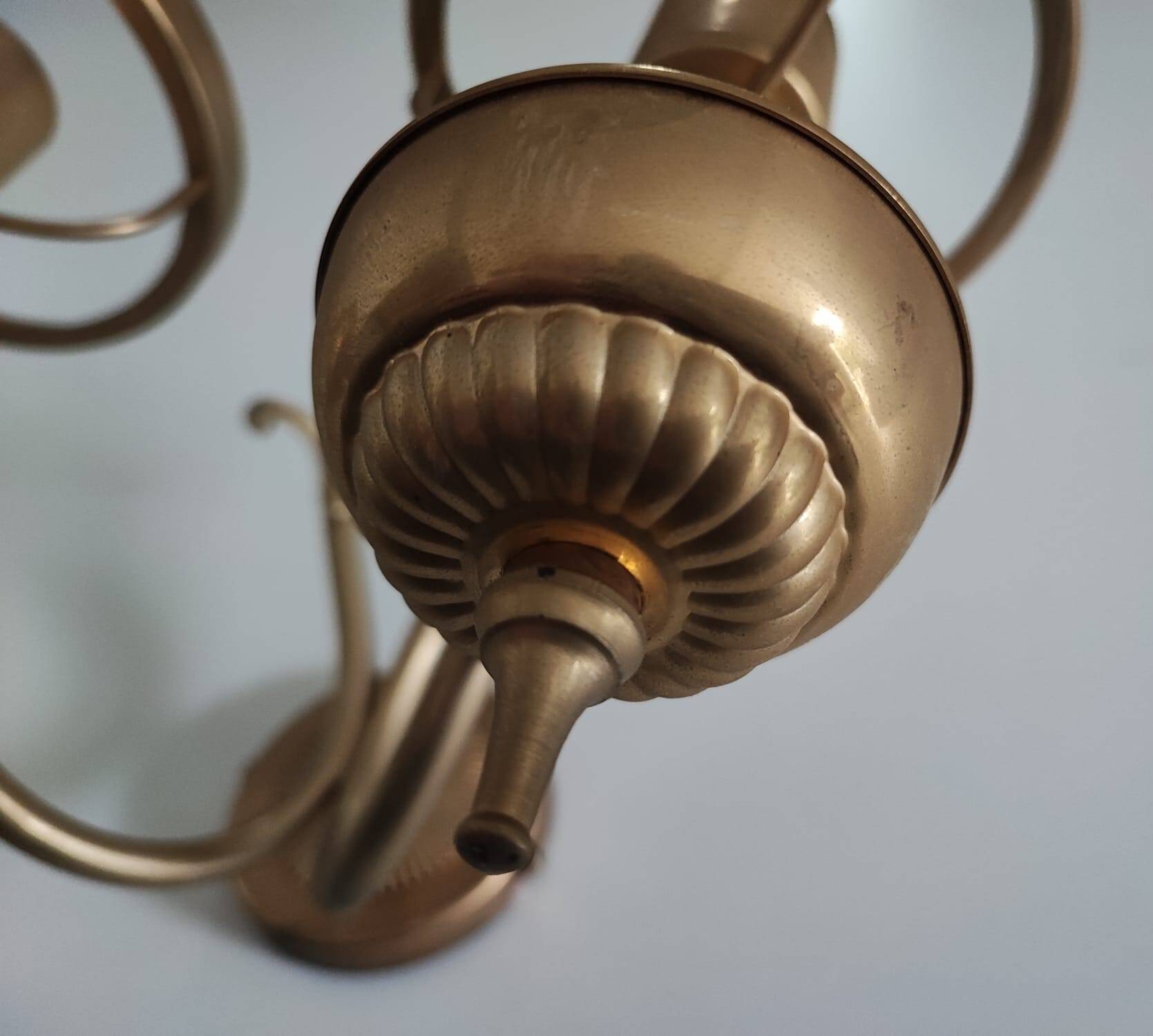 Antique brass wall sconce with two arms, Louis XV style.