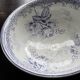 Old basin in white and purple earthenware - Floral decoration