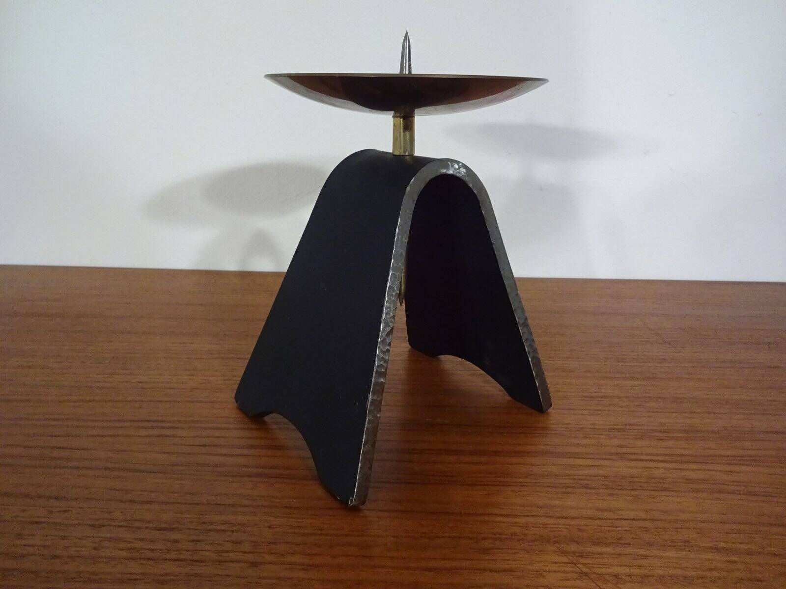 Brutalist Iron and Brass Candleholder, 1960s