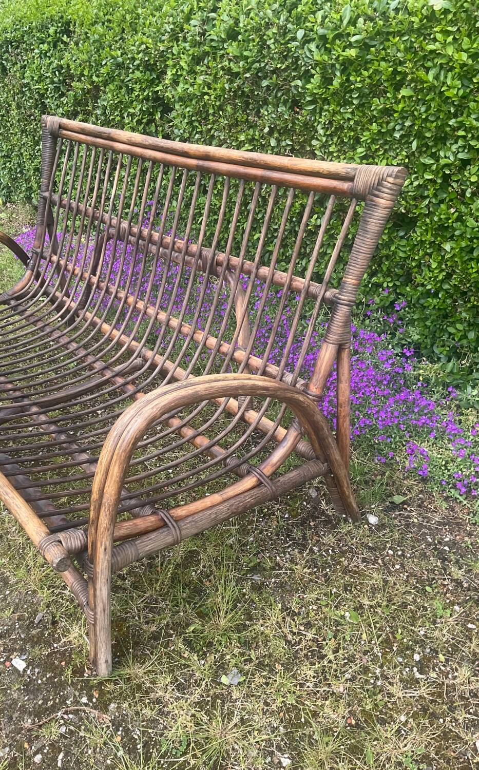 Vintage rattan bench from the 60s