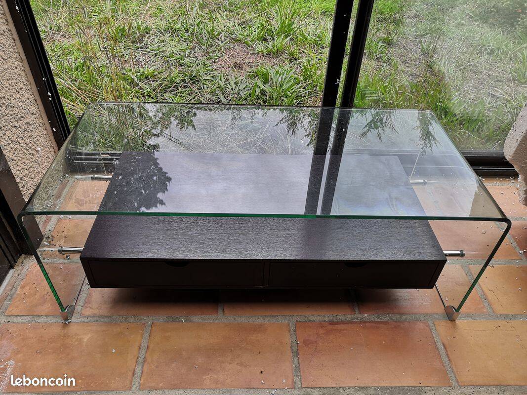 Table basse vintage DRIMMER Bois et verre