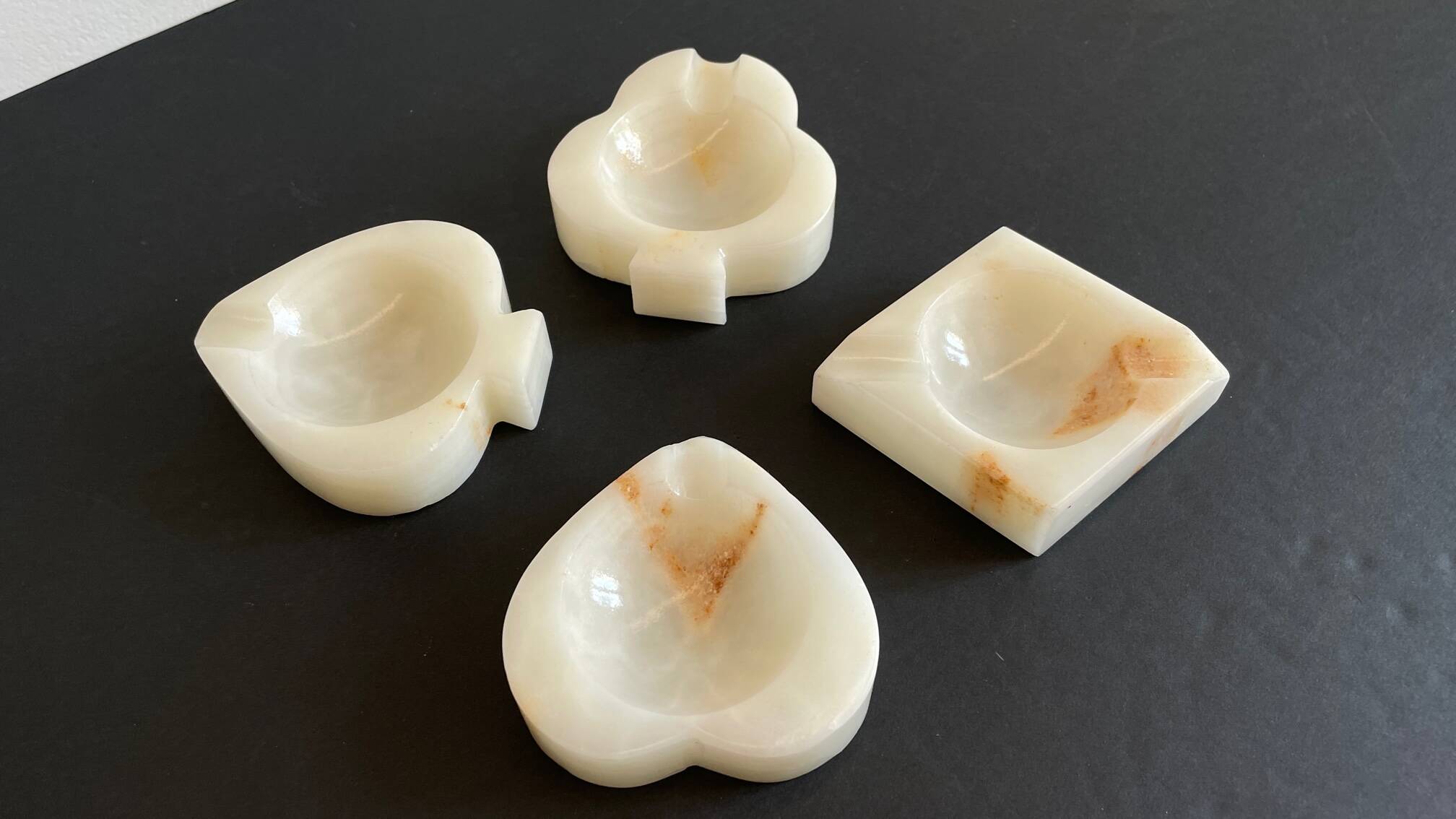 Vintage playing cards onyx ashtrays