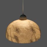Art Deco pendant light in beige and vintage brown marble effect opaline glass