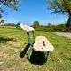 Banc de jardin ancien en bois et métal – esprit Art Nouveau, travail d