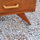Chest of drawers of the 50s in golden oak compass feet 4 drawers