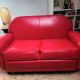 Red 2-seater Club Sofa in coated leather – Maison Pavane