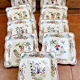 9 old square plates for cake, dessert, and aperitif from Longwy Moustier.