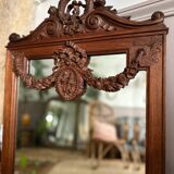 Miroir ancien en bois sculpté 82x48
