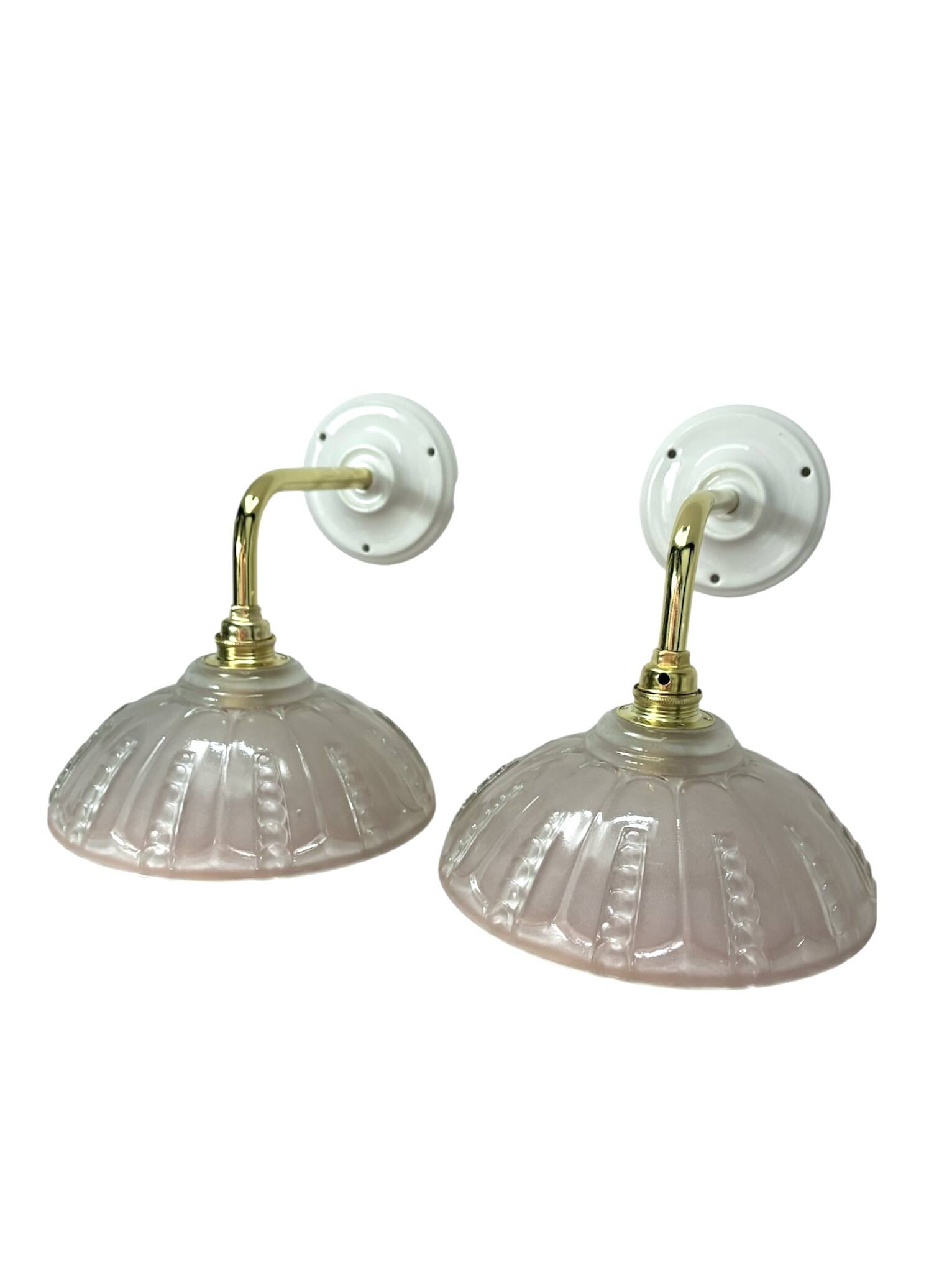 Pair of Art Deco glass gold wall sconces