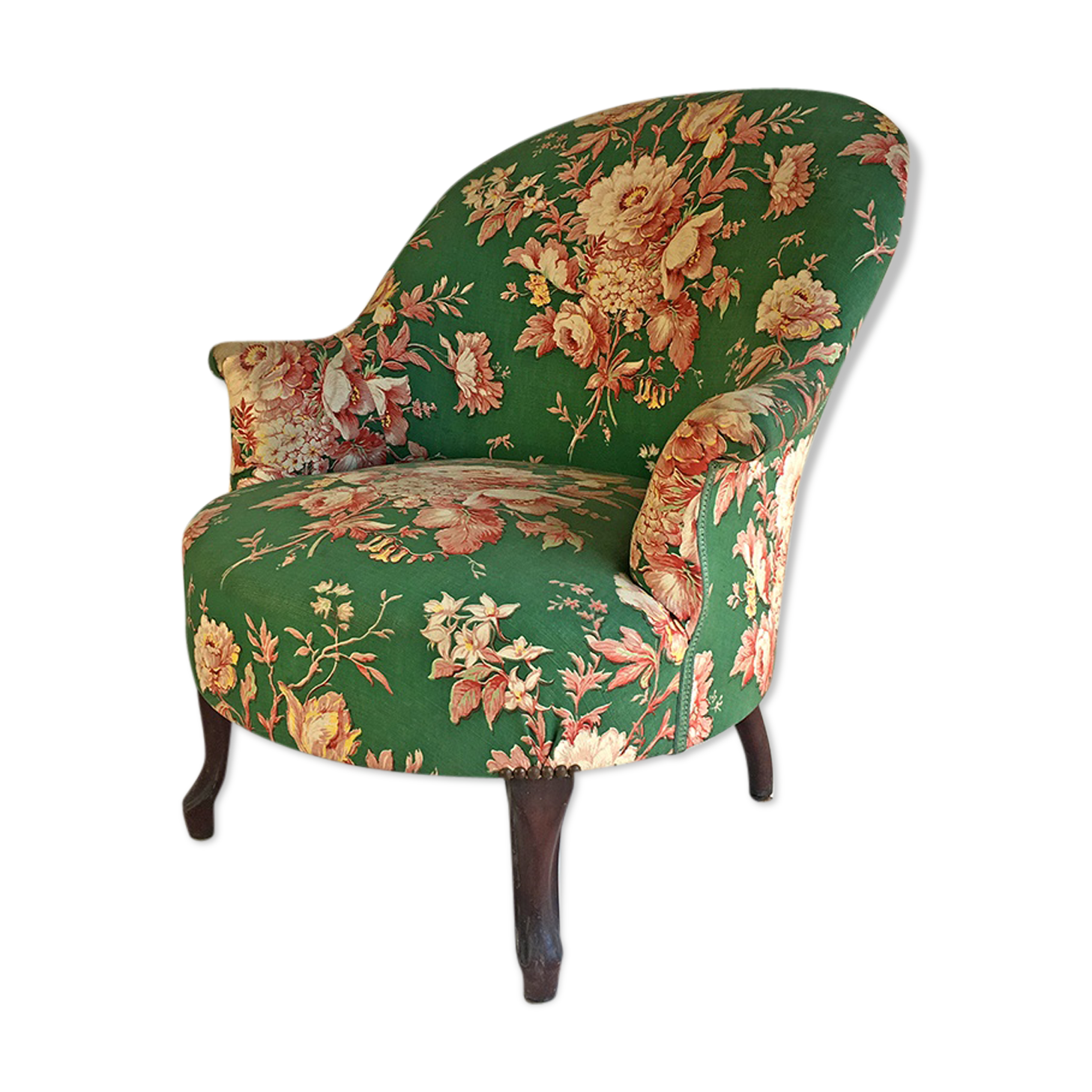 Green Toad armchair with floral decoration