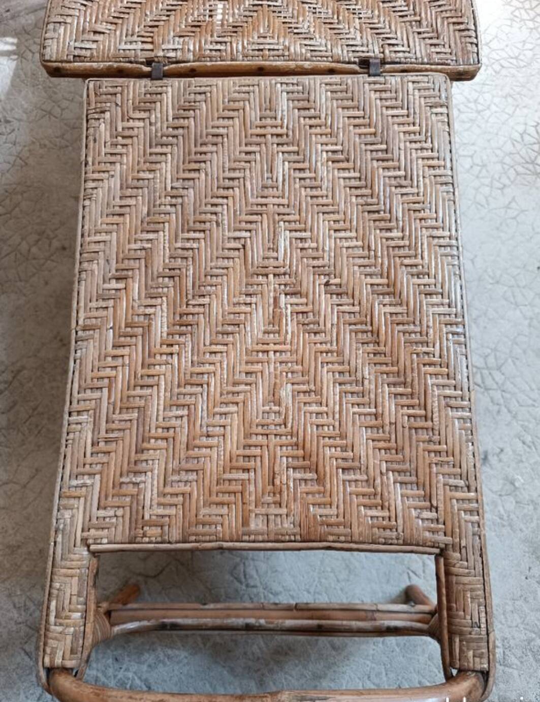 Vintage wicker and rattan deck chair.