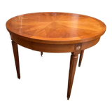 Louis XVI style round table in blond oak tray with rosette decoration