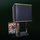 Vintage brass and black marble lamp, 1970