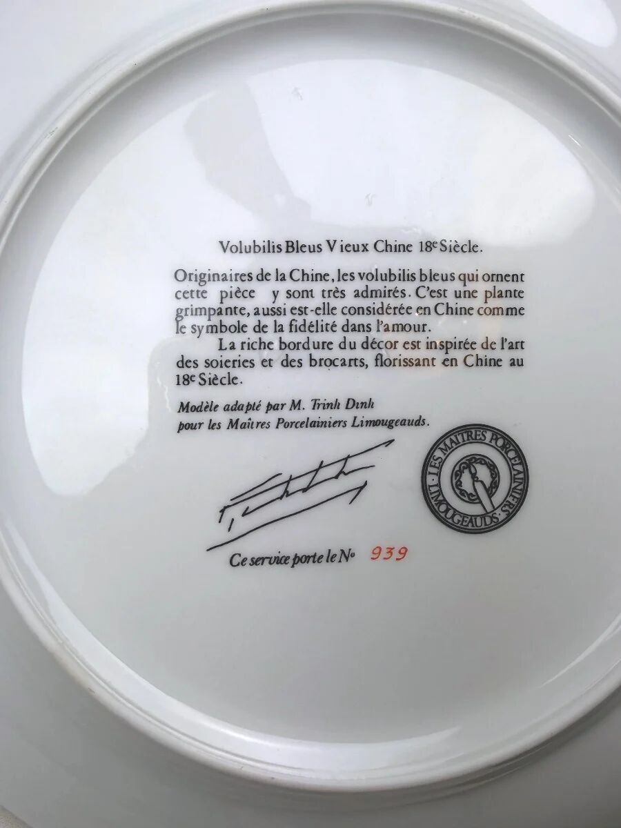Service Volubilis blue, Old China, The Master Porcelain Makers of Limoges