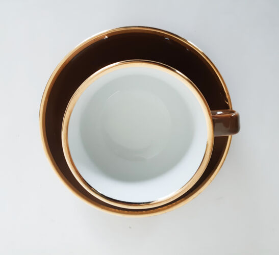 Tasse à café, marron et or, Nescafé, porcelaine