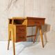 Bureau en bois, pieds compas