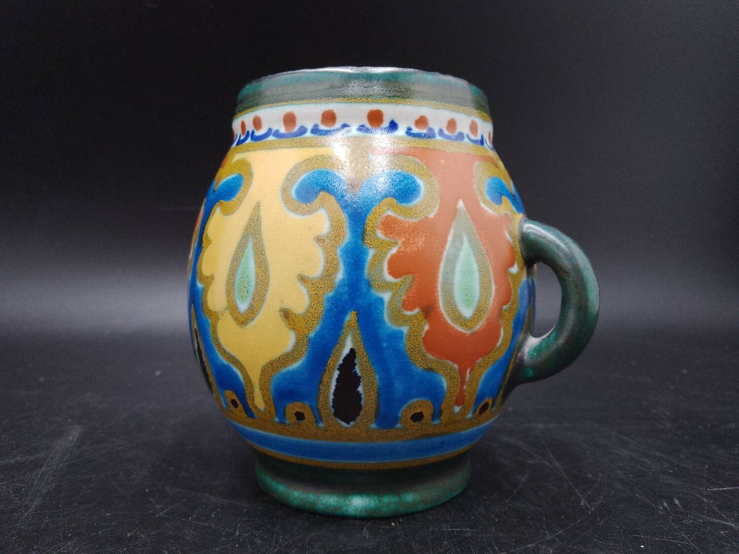 Small Vase with 2 handles with Ali decoration (1926) Emmy Gouda Holland Art Deco pottery