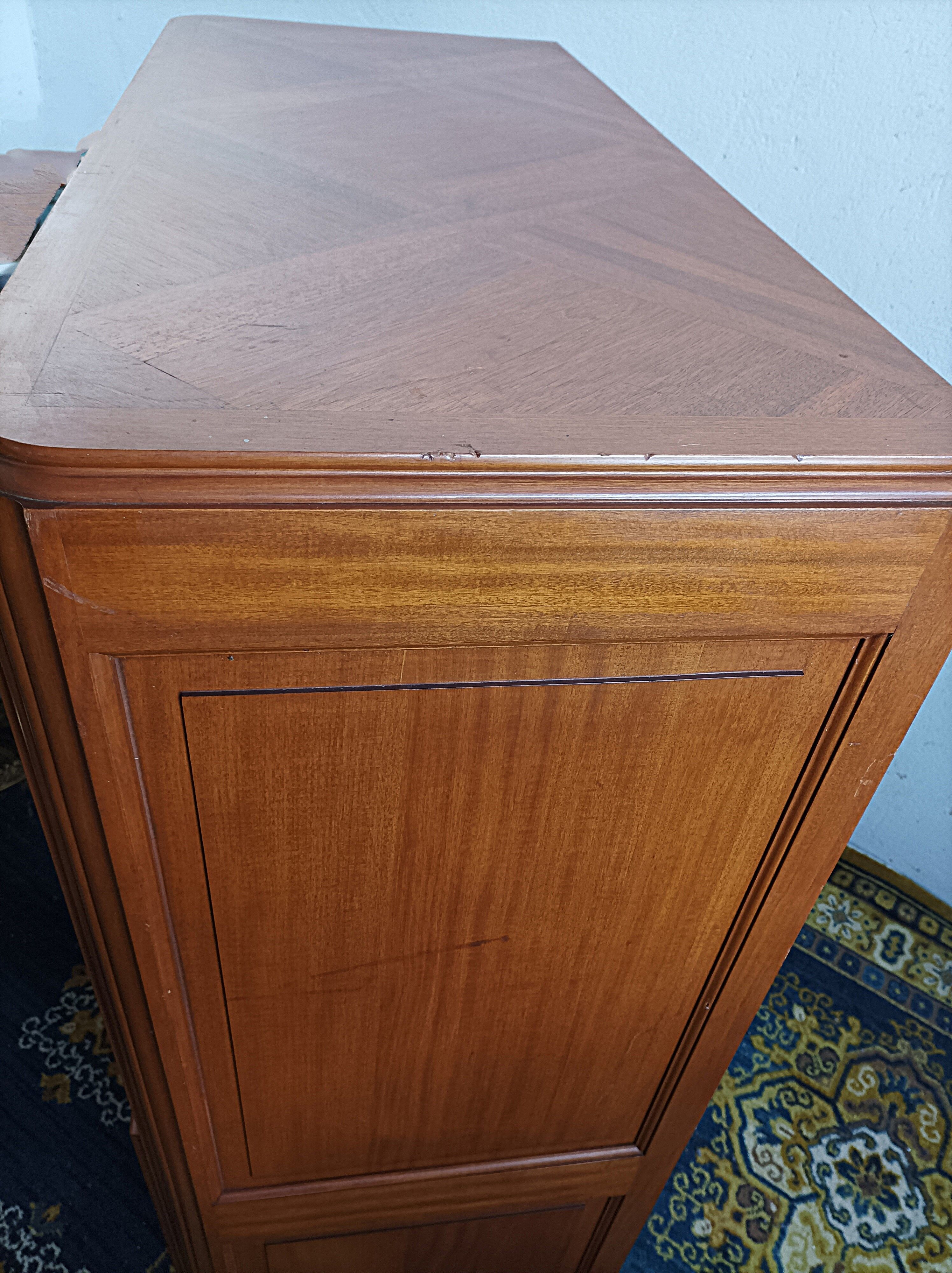 Art deco walnut display cabinet