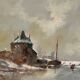 Landscape signed "Winter Ski". Oil on wood panel.