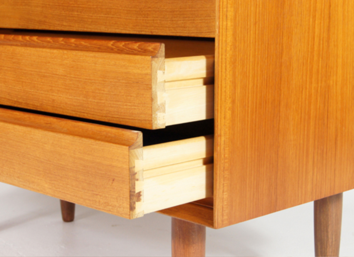 Vintage Danish retro boy bass commodity in 60s teak