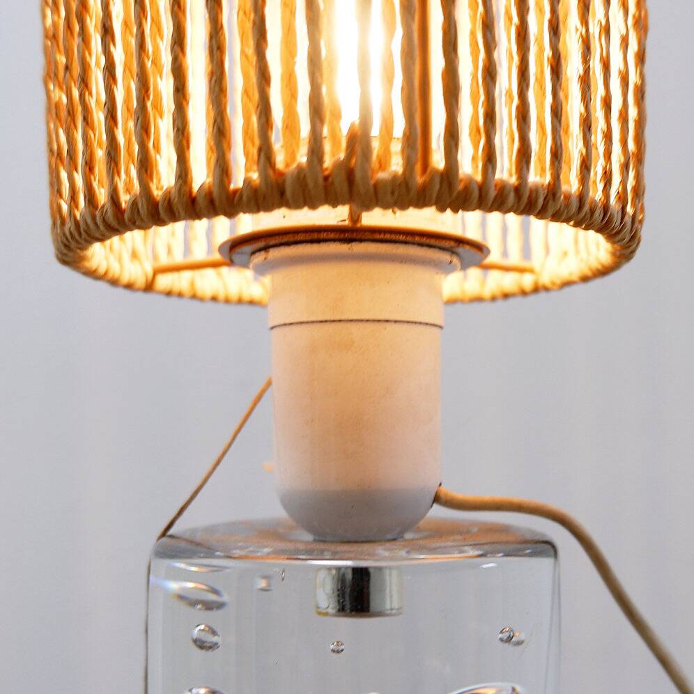Glass lamp with air bubble pattern, "Daum France" style, circa 1975