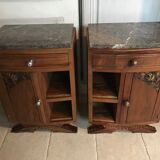 Art Deco wood and marble bedside