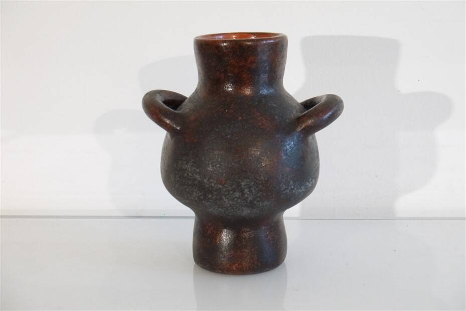 1960s ceramic pot-bellied vase with handles