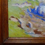 Large seascape cliffs oil on panel framed Paul RUBEN (1882-19