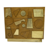 Brutalist Italian Ash Tree and Brass Chests of Drawers, Two