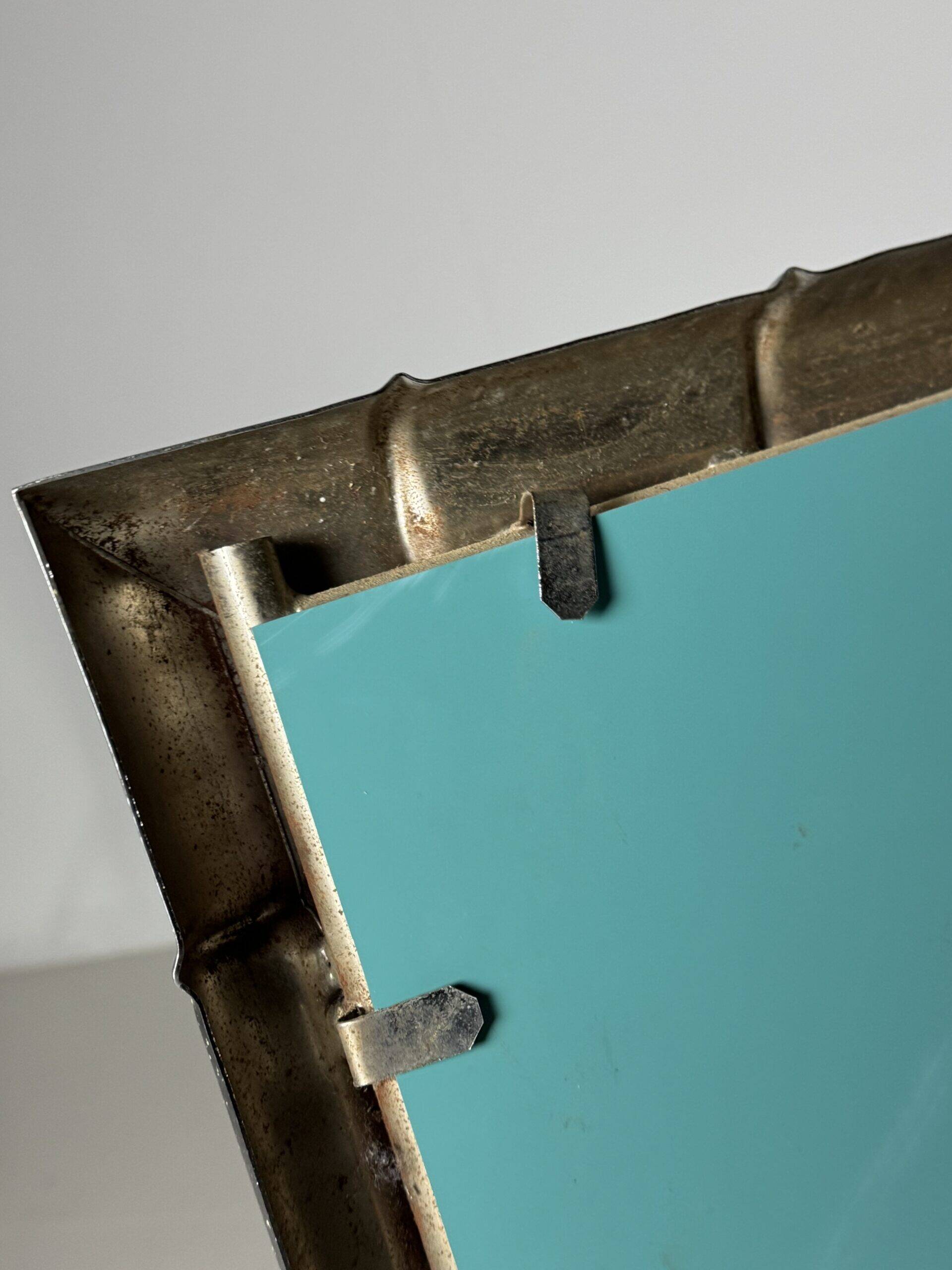 Large faux bamboo mirror chrome