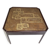 Vintage etched brass coffee table or side table, 1970s