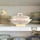 Creil & Montereau square vegetable tureen in ironware, "Centaurée" service