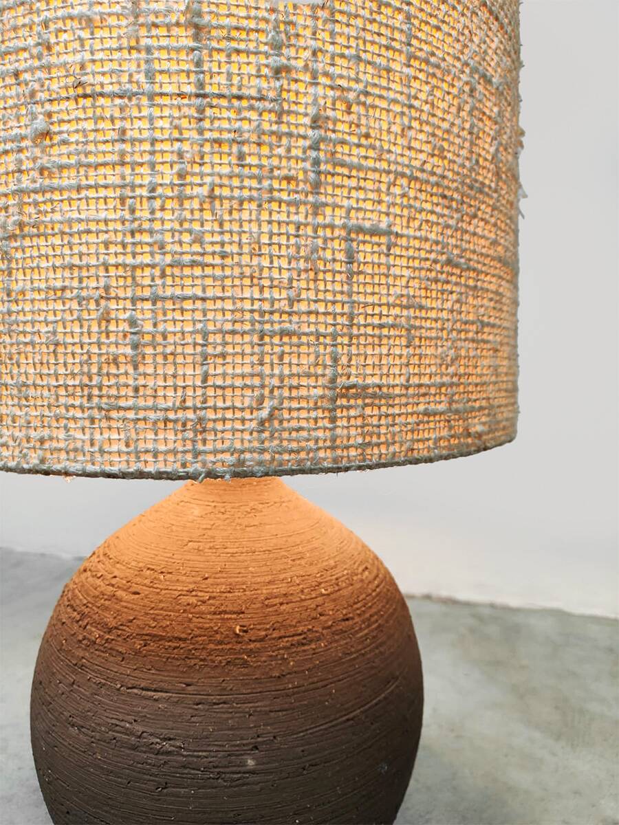 Vintage ceramic table lamp XL 'earth tones'