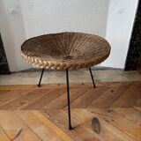 Vintage 1960s wicker coffee table