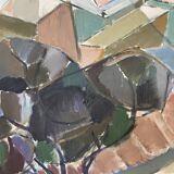 Vintage Modernists Oil On Canvas Landscape Painting by Nini Landgren 1950s