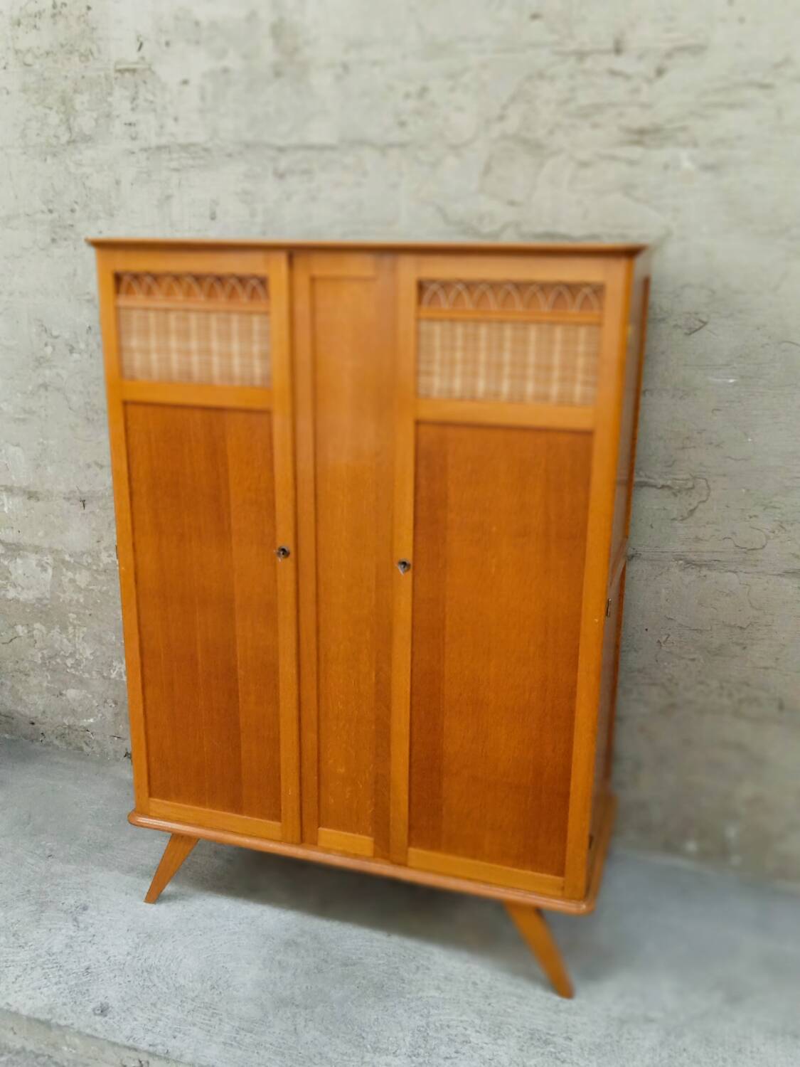 Wood & rattan cabinet