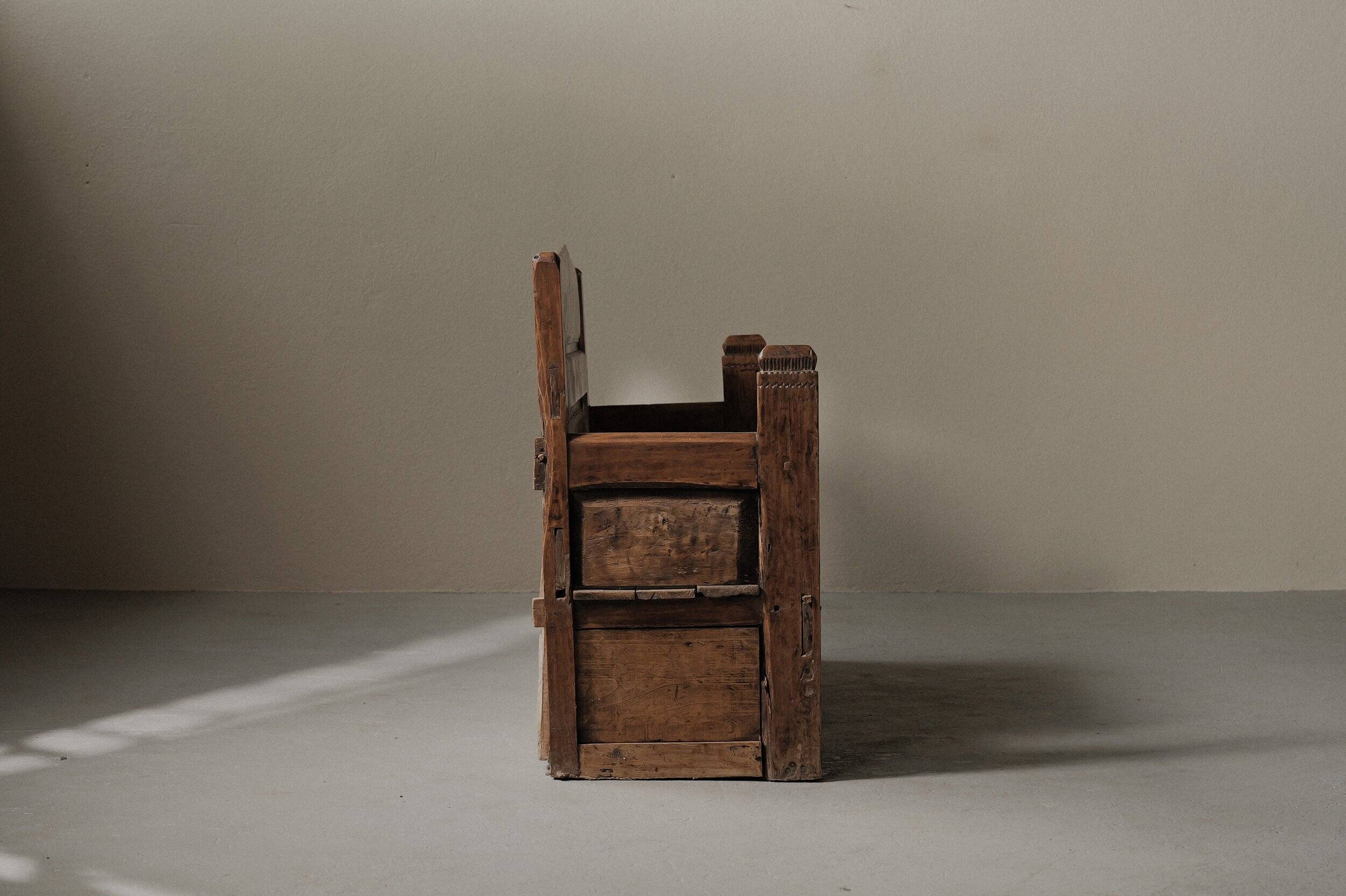Folk art chest bench, Catalonia, 1800